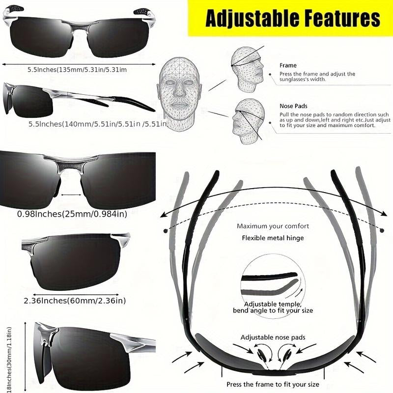 Top Sports Sunglasses Al-Mg Alloy Glasses Driving HD Polarized UV Protection Ultralight Golf Fishing Cycling UV400 Polarized Square Sunglasses Colorblock Leopard Polarized Sports Sport Glas Fishing Sunglasses Adjustable Polarized Lens Protection