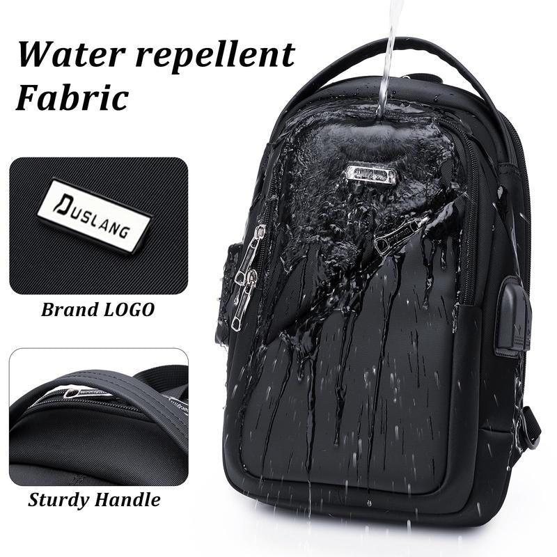 Hiking Daypack Shoulder Backpack Crossbody Sling Bag for Men, Chest Bags with USB Charger Port for Casual Camping Biking Travel Cycling