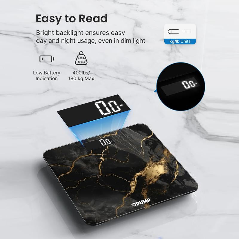 Scale for Body Weight, Black Marble Digital Bathroom Scale,Weight Scale with LED Display Accurate to 0.1Lb 400 Lbs/180Kg Maximum Load Capacity, Mother'S Day Gift