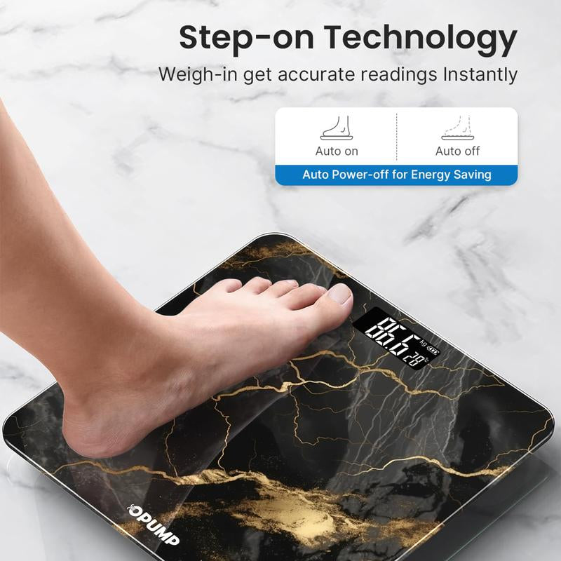 Scale for Body Weight, Black Marble Digital Bathroom Scale,Weight Scale with LED Display Accurate to 0.1Lb 400 Lbs/180Kg Maximum Load Capacity, Mother'S Day Gift
