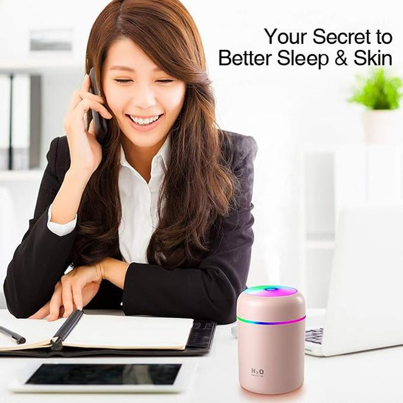 DOVVEE Cube Car Humidifier Rainbow Mist Portable USB Mini Humidifier 2 Modes, Mood Magic for /Bedrooms/Desks/Stinky Room