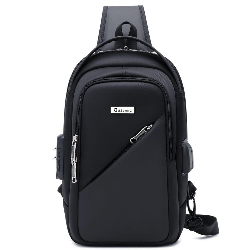 Hiking Daypack Shoulder Backpack Crossbody Sling Bag for Men, Chest Bags with USB Charger Port for Casual Camping Biking Travel Cycling