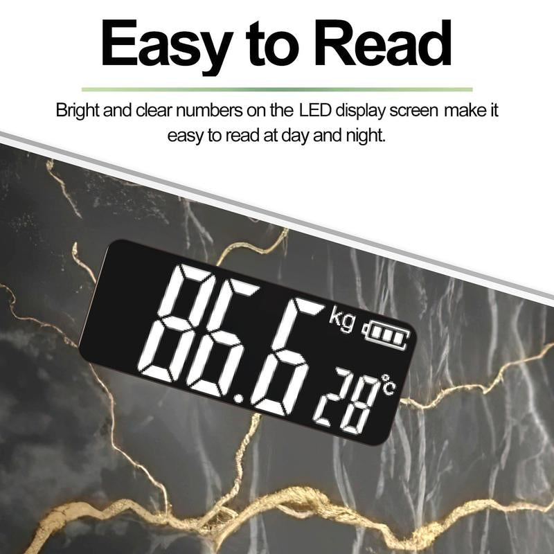 Scale for Body Weight, Black Marble Digital Bathroom Scale,Weight Scale with LED Display Accurate to 0.1Lb 400 Lbs/180Kg Maximum Load Capacity, Mother'S Day Gift