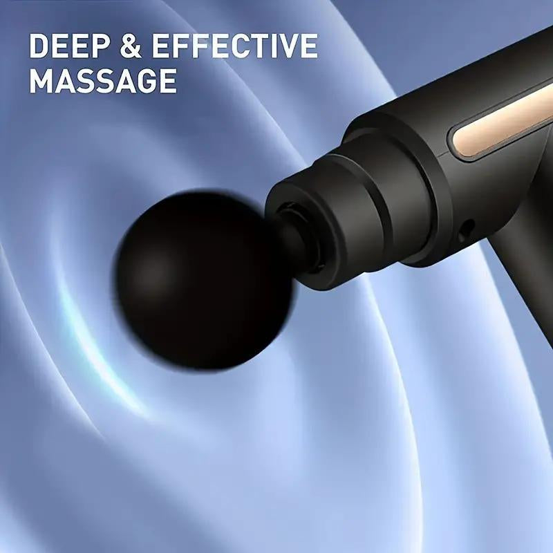 Professional Deep Tissue Black Massage Gun, 4 Heads for Complete Muscle Relaxation and Pain Management Portable Handheld Fascia Massage Gun