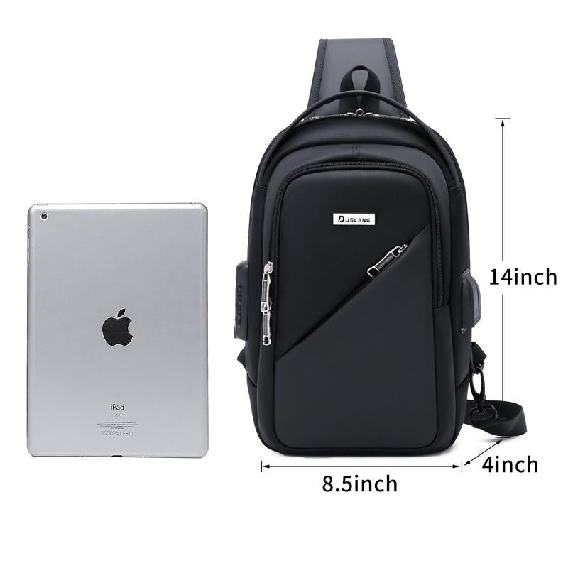Hiking Daypack Shoulder Backpack Crossbody Sling Bag for Men, Chest Bags with USB Charger Port for Casual Camping Biking Travel Cycling