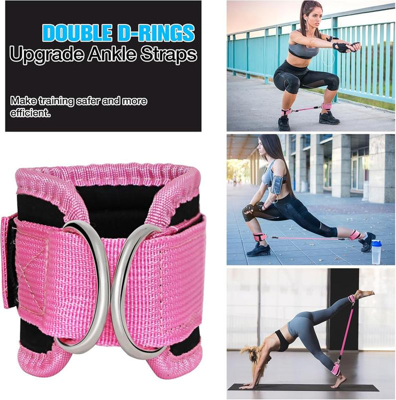 6 Pcs Ankle Resistance Bands, Ankle Bands for Working Out with Cuffs, Resistance Bands for Leg Butt Training Workout Equipment for Kickbacks Hip Gluteus Training Exercises, Ankle Strap with Exercise Bands