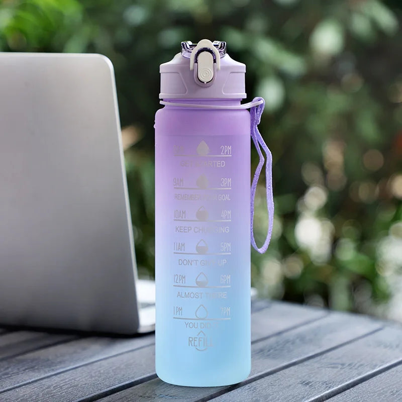 900/1000Ml Water Bottle Motivational Sport Water Bottle Leakproof Bottles Drinking Outdoor Travel PC Bottle Gym Fitness Jugs