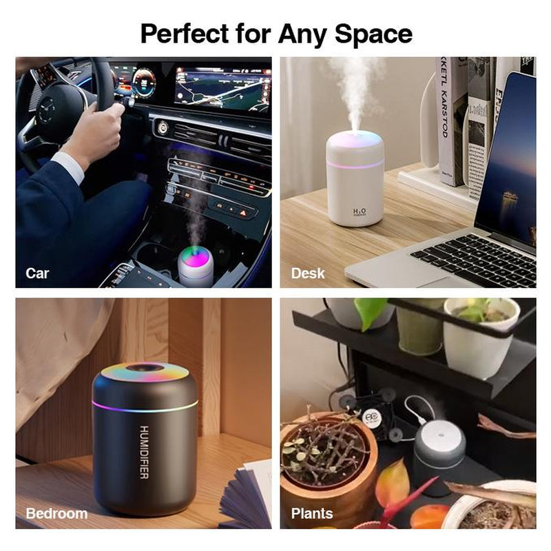 DOVVEE Cube Car Humidifier Rainbow Mist Portable USB Mini Humidifier 2 Modes, Mood Magic for /Bedrooms/Desks/Stinky Room