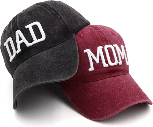 Mom and Dad Hats Fathers Day Mom Dad Gifts Hat Embroidered Adjustable Baseball Caps Gift for Couples Parents Men Woman Outdoor C
