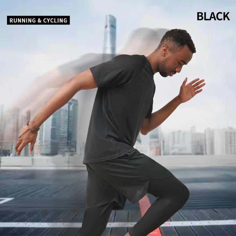 OKP Men'S 5 Pack Running Short-Sleeved Sports T-Shirt, High Elasticity and Quick-Drying Sportswear, round Neck Sports Tops Outdoor Activities Unisex
