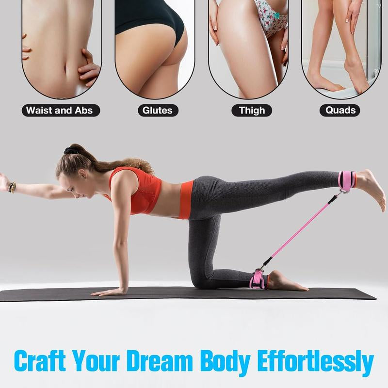 6 Pcs Ankle Resistance Bands, Ankle Bands for Working Out with Cuffs, Resistance Bands for Leg Butt Training Workout Equipment for Kickbacks Hip Gluteus Training Exercises, Ankle Strap with Exercise Bands