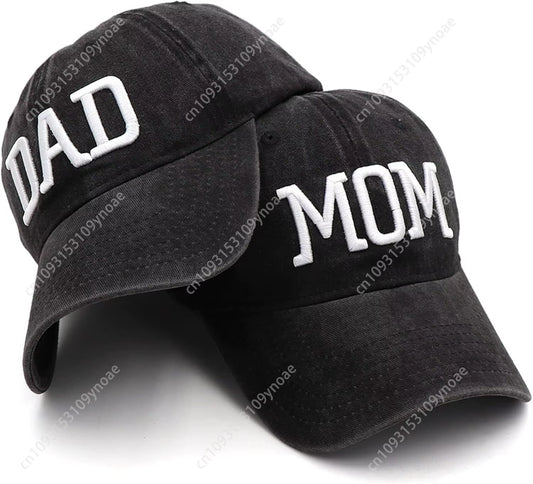 Mom and Dad Hats Fathers Day Mom Dad Gifts Hat Embroidered Adjustable Baseball Caps Gift for Couples Parents Men Woman Outdoor C