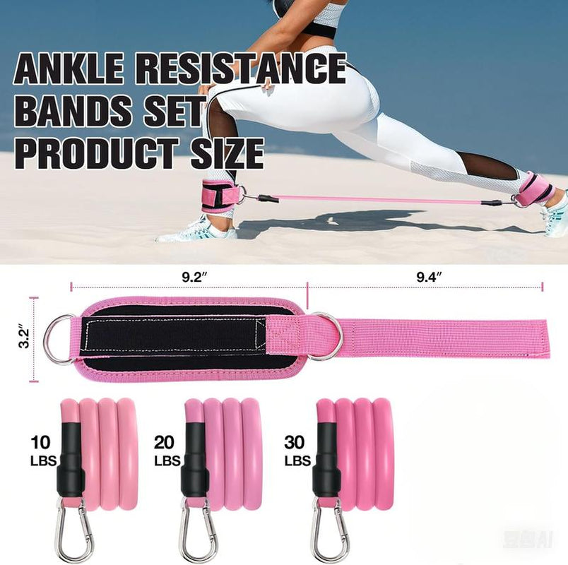 6 Pcs Ankle Resistance Bands, Ankle Bands for Working Out with Cuffs, Resistance Bands for Leg Butt Training Workout Equipment for Kickbacks Hip Gluteus Training Exercises, Ankle Strap with Exercise Bands