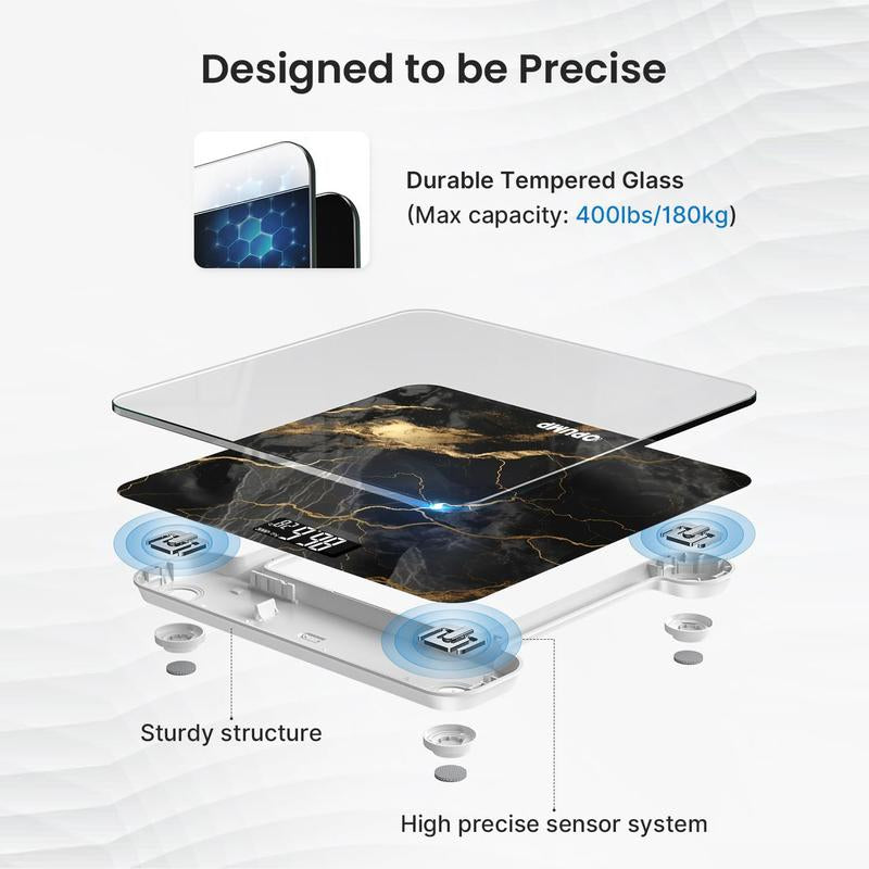 Scale for Body Weight, Black Marble Digital Bathroom Scale,Weight Scale with LED Display Accurate to 0.1Lb 400 Lbs/180Kg Maximum Load Capacity, Mother'S Day Gift