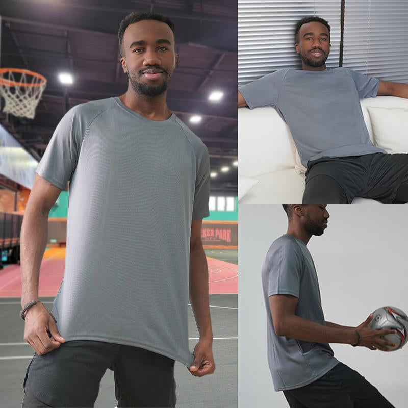 OKP Men'S 5 Pack Running Short-Sleeved Sports T-Shirt, High Elasticity and Quick-Drying Sportswear, round Neck Sports Tops Outdoor Activities Unisex