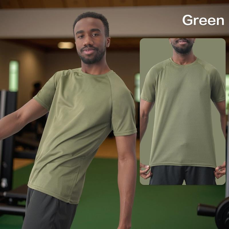 OKP Men'S 5 Pack Running Short-Sleeved Sports T-Shirt, High Elasticity and Quick-Drying Sportswear, round Neck Sports Tops Outdoor Activities Unisex
